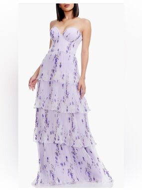 Dress the Population Layana Ruffle Strapless
Evening Gown maxi dress large NWT